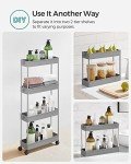Slim Rolling Storage Cart for Bathroom or Kitchen