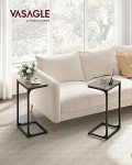C-Shaped End Table Set, 2 Piece, Greige/Black