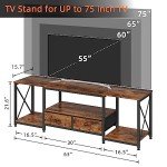 Rustic Brown TV Stand with Open Storage Shelves