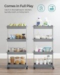 Slim Rolling Storage Cart for Bathroom or Kitchen