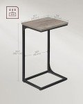 C-Shaped End Table Set, 2 Piece, Greige/Black