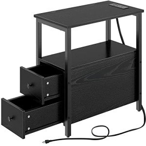 Rolanstar Narrow Side Table with Charging Station