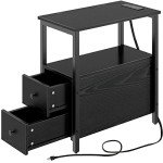 Rolanstar Narrow Side Table with Charging Station