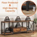 Rustic Brown TV Stand with Open Storage Shelves