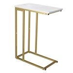 Gold and White C Shaped End Table for Small Spaces