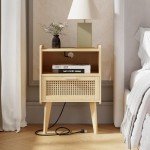 Rattan Nightstand with Drawers for Small Spaces