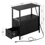 Rolanstar Narrow Side Table with Charging Station