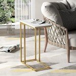 Gold and White C Shaped End Table for Small Spaces