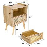 Rattan Nightstand with Drawers for Small Spaces