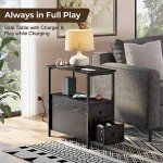 Rolanstar Narrow Side Table with Charging Station