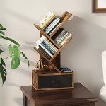 Rolanstar Rustic 4-Shelf Bookshelf with Drawer