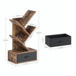 Rolanstar Rustic 4-Shelf Bookshelf with Drawer