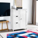 VASAGLE White Bathroom Floor Storage Cabinet