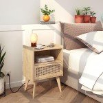 Rattan Nightstand with Drawers for Small Spaces