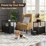 Rolanstar Narrow Side Table with Charging Station