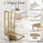 Gold and White C Shaped End Table for Small Spaces