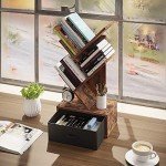 Rolanstar Rustic 4-Shelf Bookshelf with Drawer