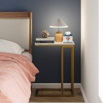 Gold and White C Shaped End Table for Small Spaces