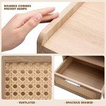 Rattan Nightstand with Drawers for Small Spaces