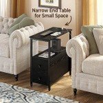 Rolanstar Narrow Side Table with Charging Station