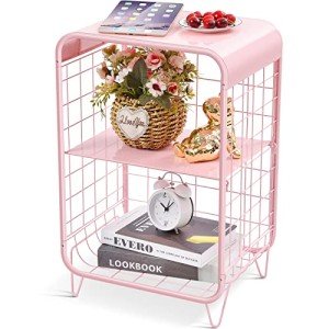 Cute Pink 3-Tier Nightstand and Side Table