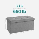 Light Gray Folding Storage Ottoman Bench