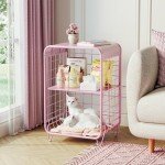Cute Pink 3-Tier Nightstand and Side Table
