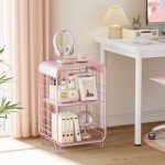 Cute Pink 3-Tier Nightstand and Side Table