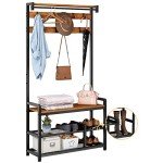 Mr IRONSTONE 4-in-1 Entryway Coat Rack Bench
