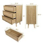 Anmytek 3 Drawer Rattan Dresser in Rustic Oak