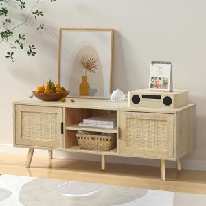 Stylish Rattan TV Stand for 55" TVs