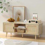 Stylish Rattan TV Stand for 55" TVs
