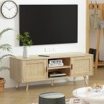Stylish Rattan TV Stand for 55" TVs