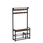 Mr IRONSTONE 4-in-1 Entryway Coat Rack Bench