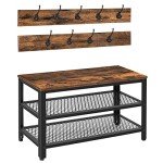 Industrial Coat Rack and Shoe Bench Set