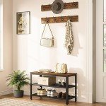Industrial Coat Rack and Shoe Bench Set
