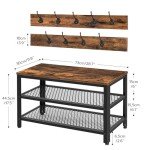 Industrial Coat Rack and Shoe Bench Set