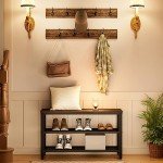 Industrial Coat Rack and Shoe Bench Set