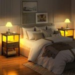 Set of 2 Wood Nightstands with USB Charging