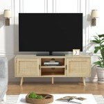 Stylish Rattan TV Stand for 55" TVs