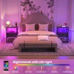 Set of 2 Wood Nightstands with USB Charging