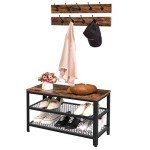 Industrial Coat Rack and Shoe Bench Set