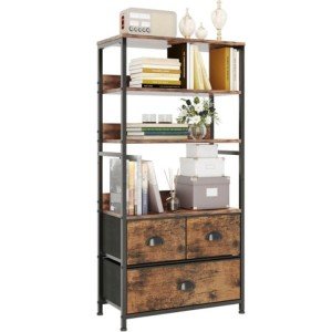 Vermess Vintage 4-Tier Bookshelf with Drawers