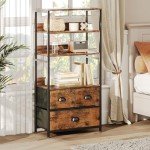 Vermess Vintage 4-Tier Bookshelf with Drawers