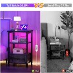 Set of 2 Wood Nightstands with USB Charging