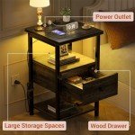Set of 2 Wood Nightstands with USB Charging