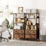 Vermess Vintage 4-Tier Bookshelf with Drawers