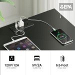 Black Nightstand with Charging Station and Storage