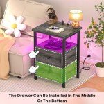 Set of 2 Wood Nightstands with USB Charging