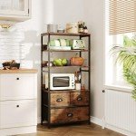 Vermess Vintage 4-Tier Bookshelf with Drawers